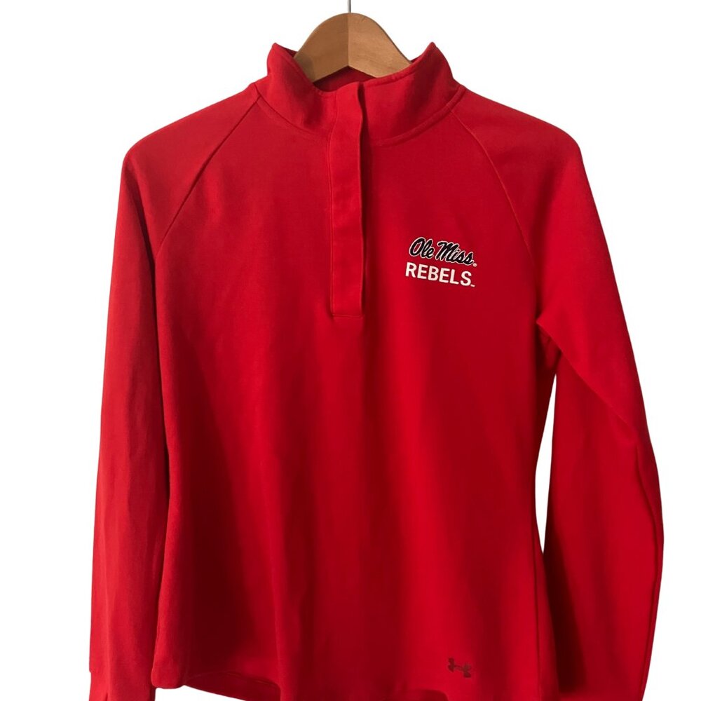 Under Armour Ole Miss Rebels Red Quarter-Zip Sweatshirt Women’s M - Picture 11 of 11